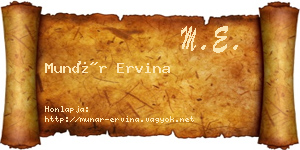 Munár Ervina névjegykártya